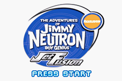 Jimmy Neutron Boy Genius: Jet Fusion title screen for GameBoy Advance